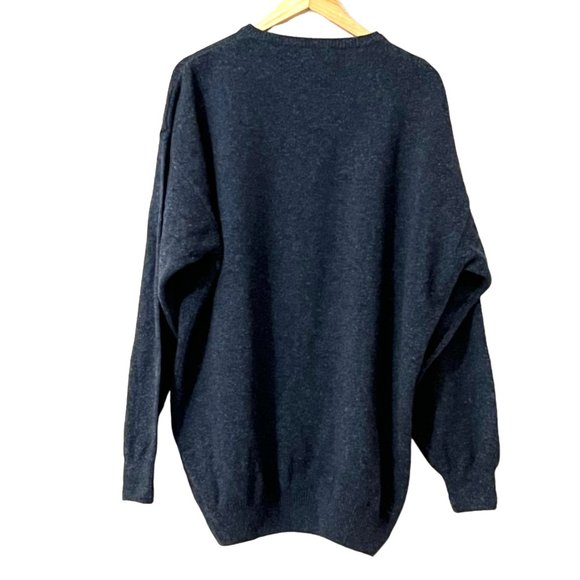 Kerry Woolen Mills Ireland Sweater XXL Wool Blue Speckled Pullover Shamrock Logo - Picture 3 of 9